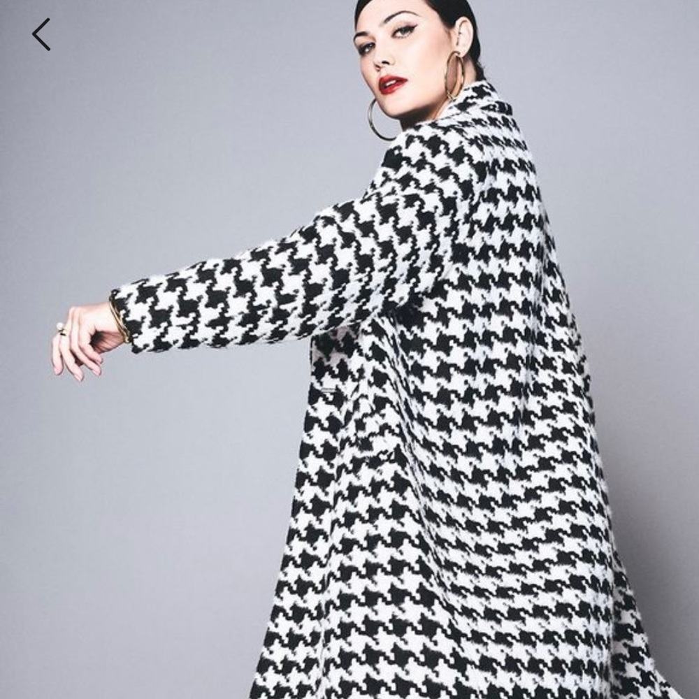 Eloquii Long Houndsooth Coat NWT